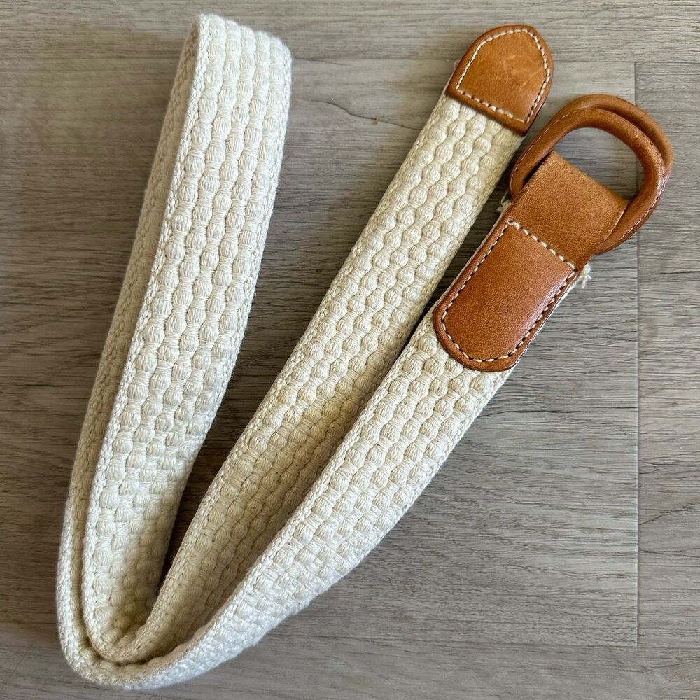 Vintage 1990’s Eddie Bauer Fisherman’s Rope & Tan Leather Loop Belt Size Small - Picture 4 of 7